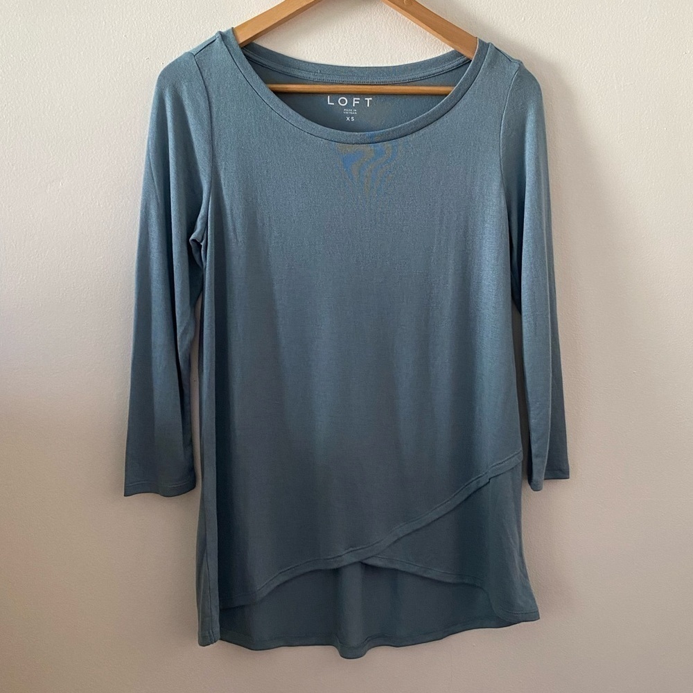 Loft Soft 3/4 Sleeves Cross Hem top